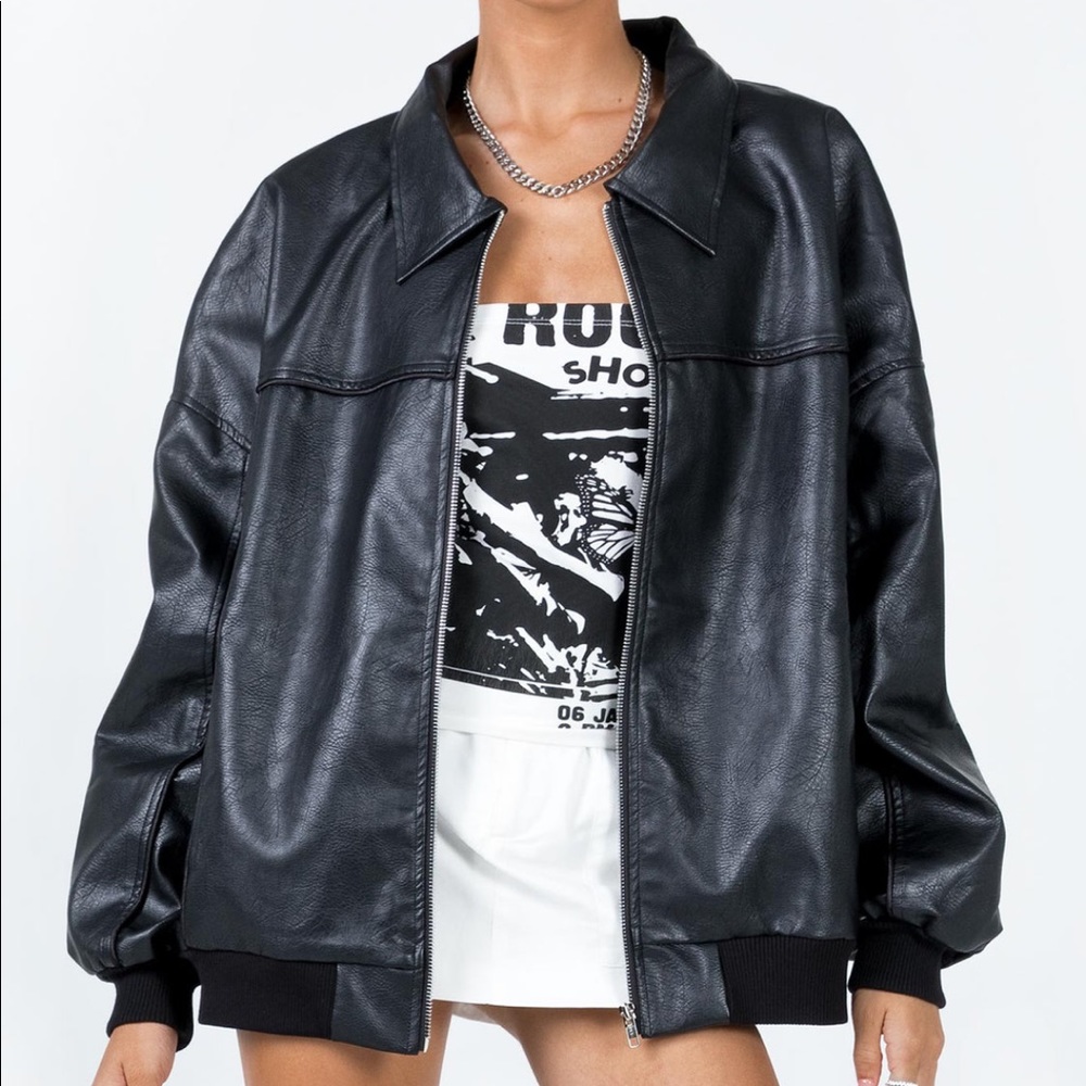 Goldsmith Faux Leather Bomber Jacket Princess Polly